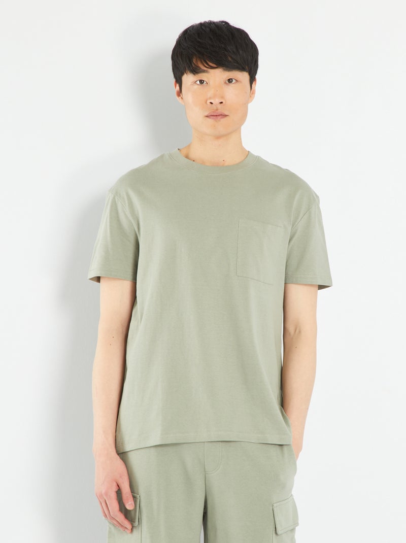 T-shirt larga em jersey com bolso Cinza - Kiabi
