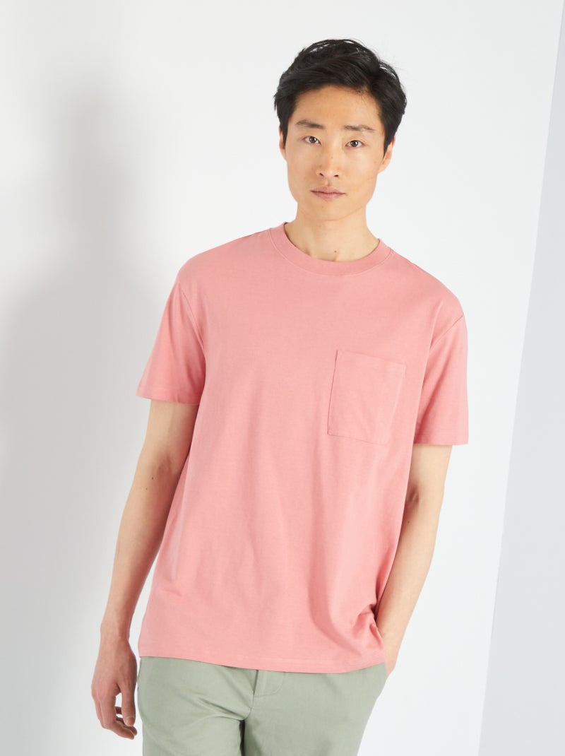 T-shirt larga em jersey com bolso Rosa - Kiabi