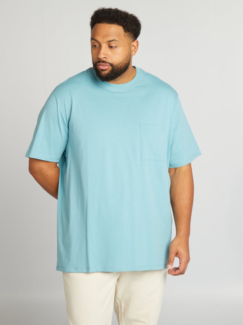 T-shirt larga em jersey liso AZUL - Kiabi