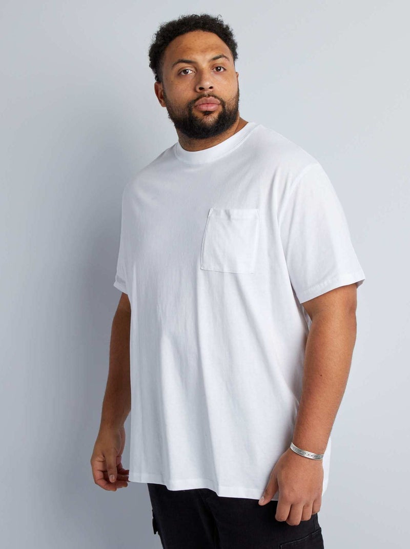 T-shirt larga em jersey liso Branco - Kiabi