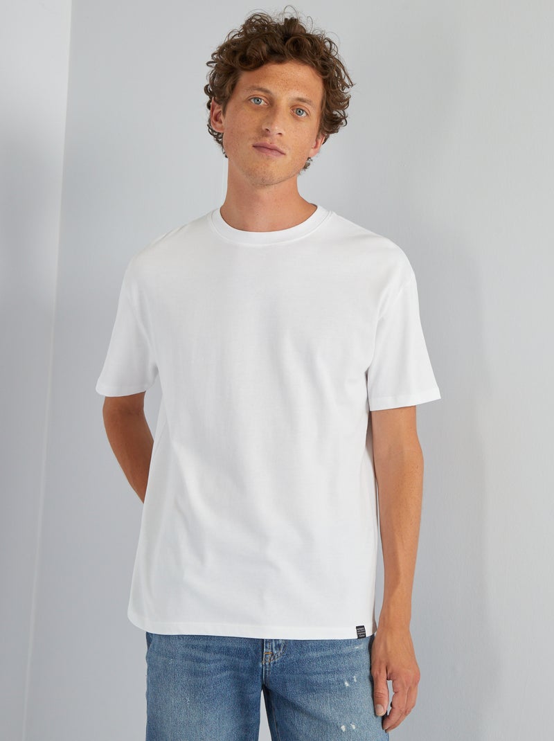 T-shirt larga em jersey liso PRETO - Kiabi