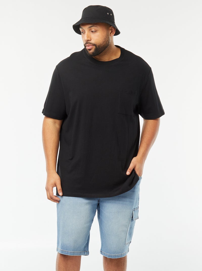 T-shirt larga em jersey liso Preto - Kiabi