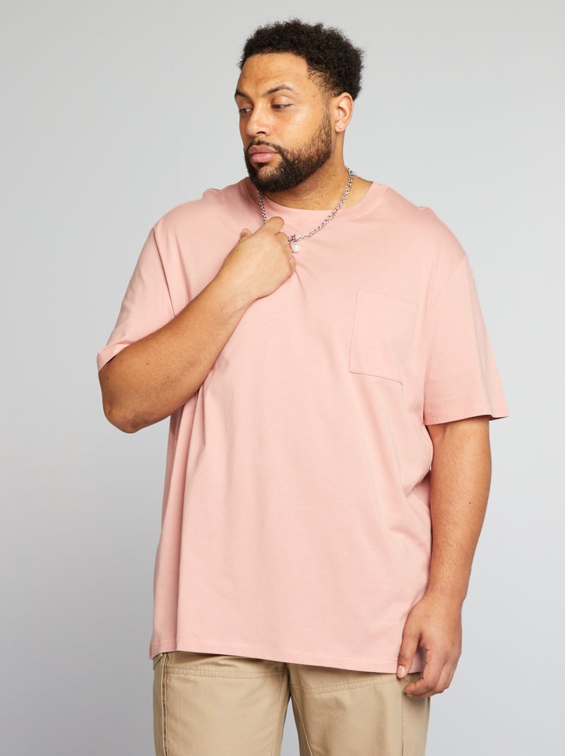 T-shirt larga em jersey liso ROSA - Kiabi
