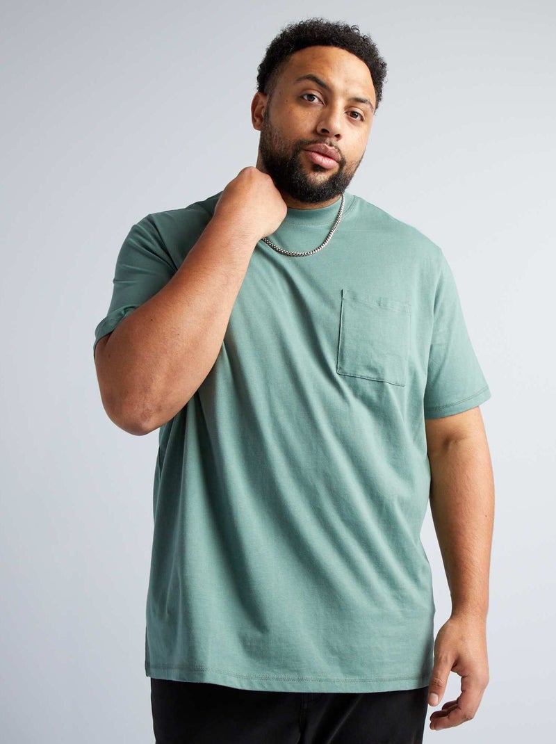 T-shirt larga em jersey liso VERDE - Kiabi