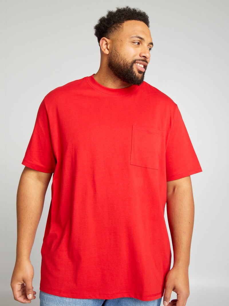 T-shirt larga em jersey liso VERMELHO - Kiabi