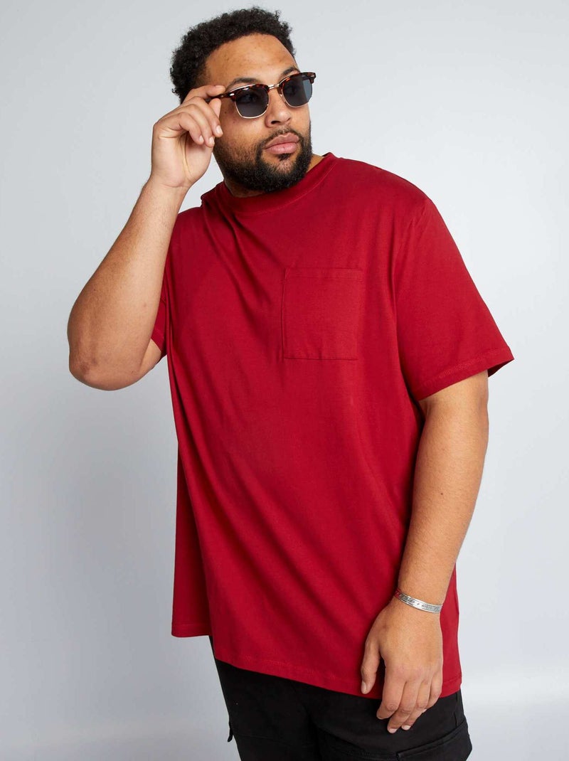 T-shirt larga em jersey liso VERMELHO - Kiabi