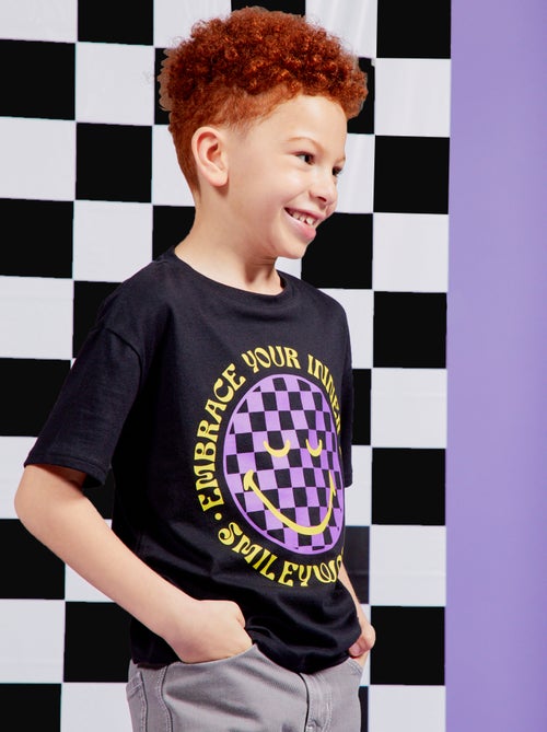 T-shirt larga em jersey 'SmileyWorld' - Kiabi