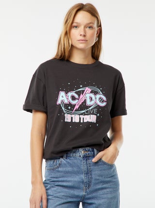 T-shirt larga estampada 'AC/DC'