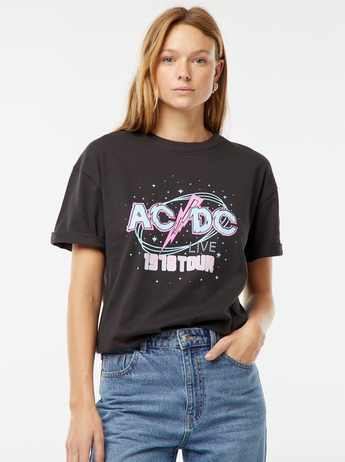 T-shirt larga estampada 'AC/DC' - Kiabi