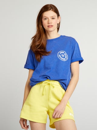 T-shirt larga estampada