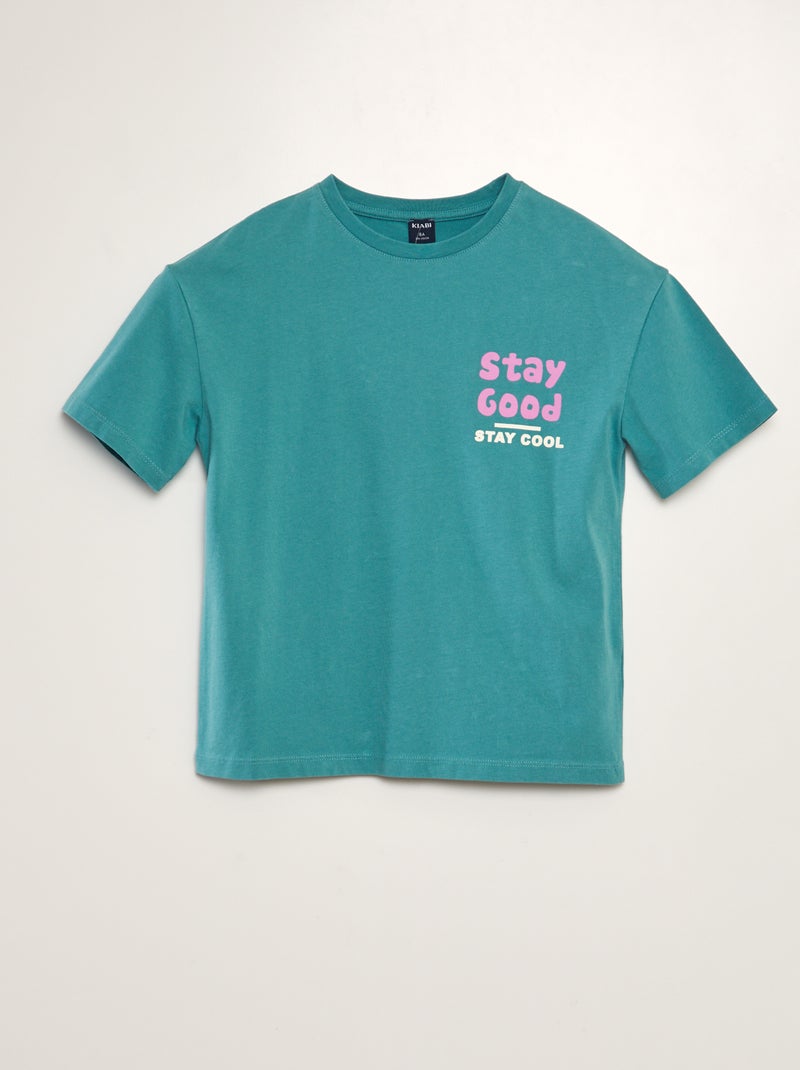 T-shirt larga estampada AZUL - Kiabi