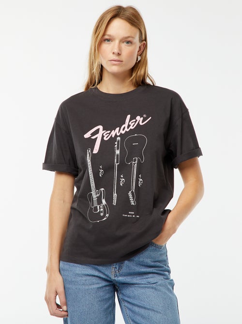 T-shirt larga estampada 'Fender' - Kiabi