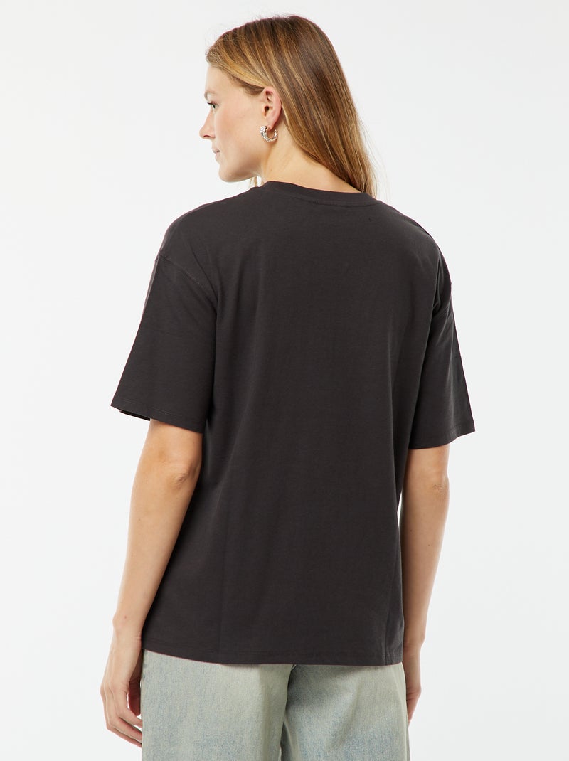T-shirt larga estampada 'The Rolling Stones' PRETO - Kiabi