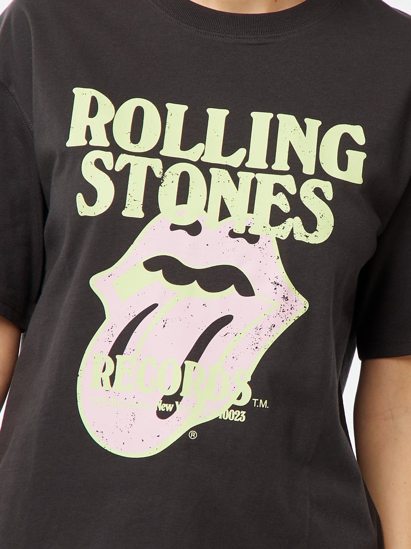 T-shirt larga estampada 'The Rolling Stones' PRETO - Kiabi
