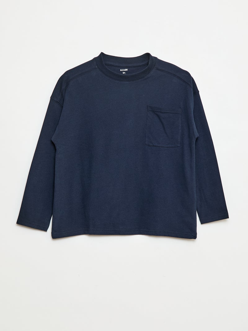 T-shirt larga lisa Azul - Kiabi
