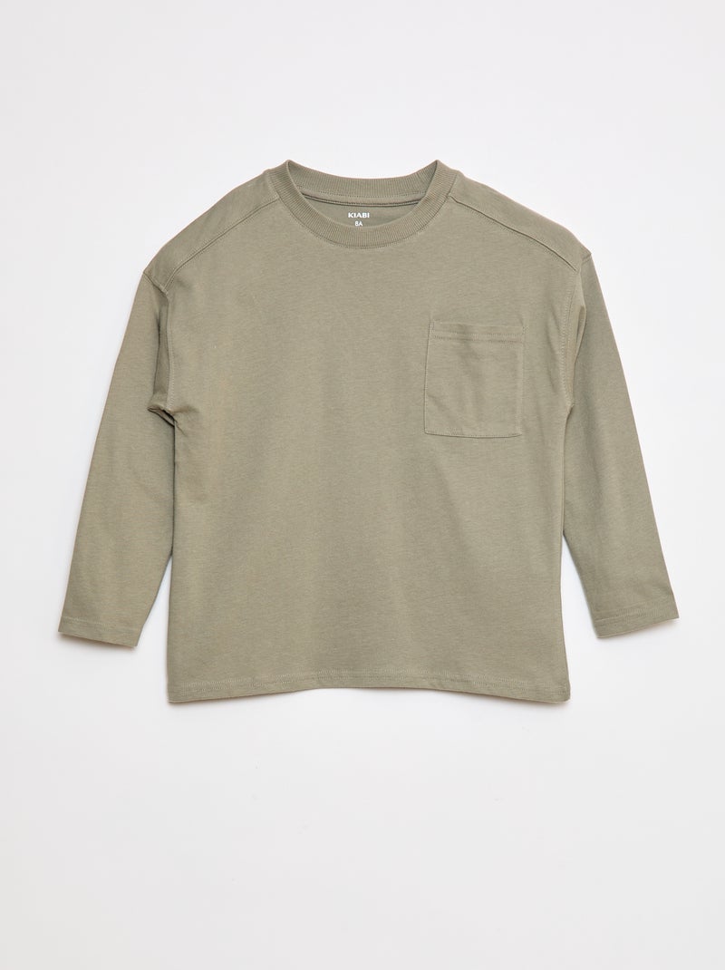 T-shirt larga lisa Verde - Kiabi
