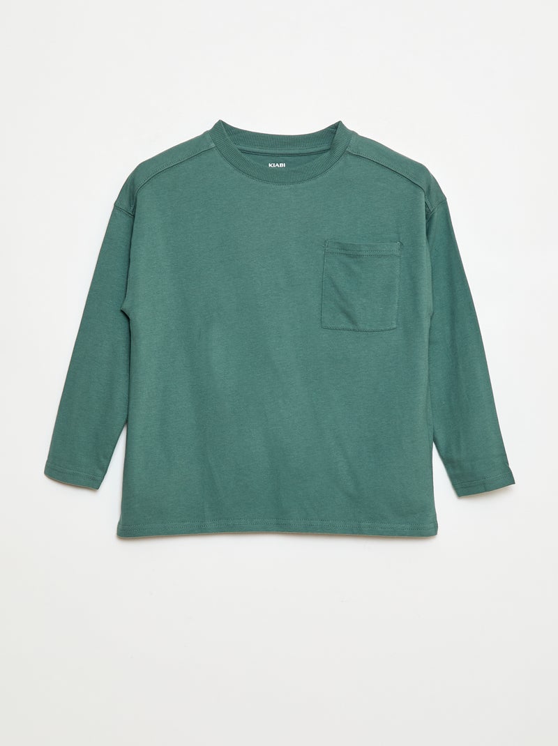 T-shirt larga lisa Verde - Kiabi