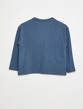 T-shirt largo com bolso canguru