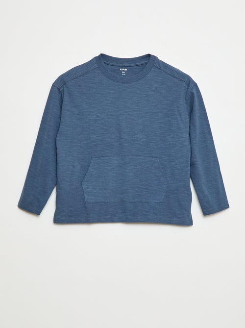 T-shirt largo com bolso canguru - Kiabi