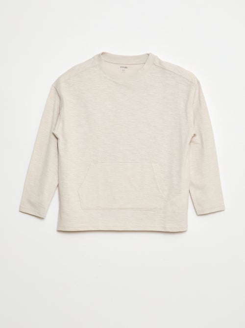 T-shirt largo com bolso canguru - Kiabi