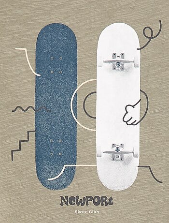 T-shirt folgado com estampado de skate