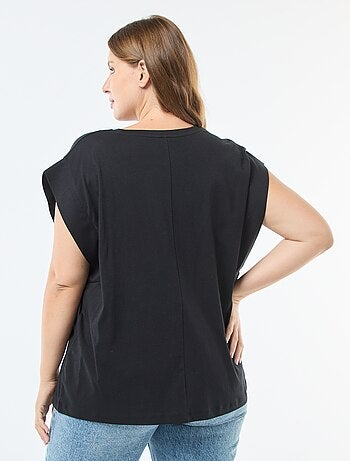 T-shirt largo com strass