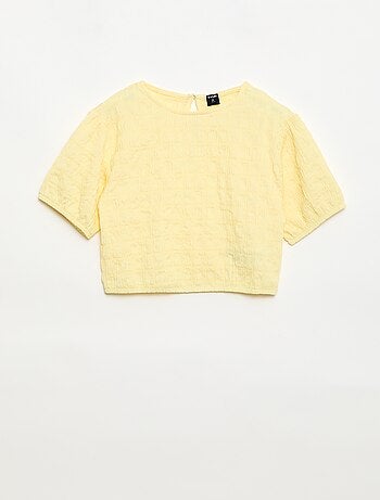 T-shirt largo em malha fantasia