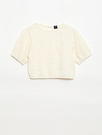 T-shirt largo em malha fantasia