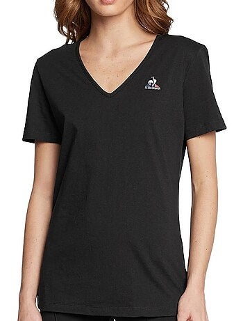 T-shirt Le Coq Sportif Ess Col Preto para Mulher