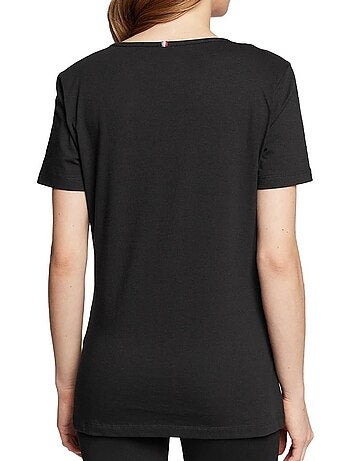 T-shirt Le Coq Sportif Ess Col Preto para Mulher