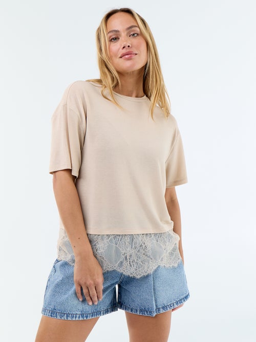 T-shirt leve com base em renda - Kiabi