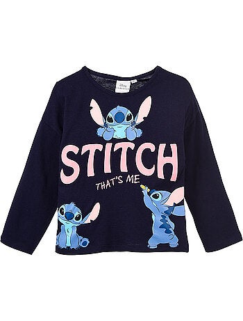 T-shirt lilo & stitch azul-marinho menina | licença oficial