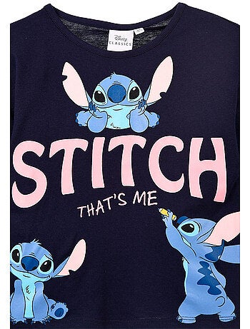 T-shirt lilo & stitch azul-marinho menina | licença oficial