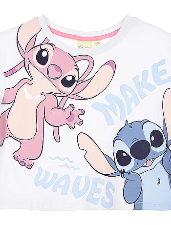 T-shirt lilo & stitch branco menina | licença oficial