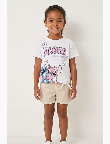T-shirt lilo & stitch branco menina | licença oficial