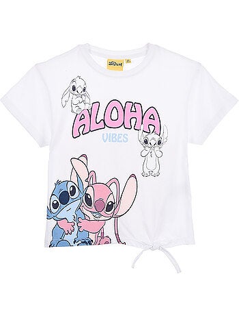 T-shirt lilo & stitch branco menina | licença oficial
