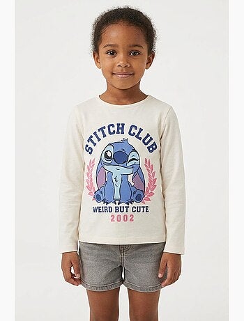 T-shirt lilo & stitch branco menina | licença oficial