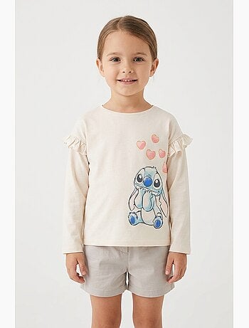 T-shirt lilo & stitch branco menina | licença oficial