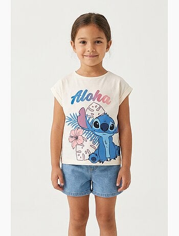 T-shirt lilo & stitch branco menina | licença oficial
