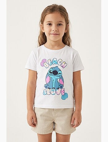 T-shirt lilo & stitch branco menina | licença oficial