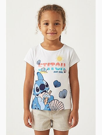 T-shirt lilo & stitch branco menina | licença oficial