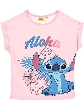 T-shirt lilo & stitch rosa menina | licença oficial