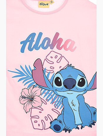 T-shirt lilo & stitch rosa menina | licença oficial