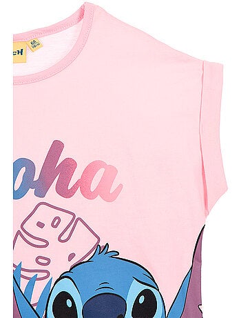 T-shirt lilo & stitch rosa menina | licença oficial