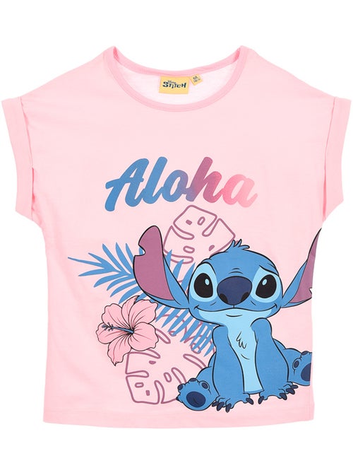 T-shirt lilo & stitch rosa menina | licença oficial - Kiabi