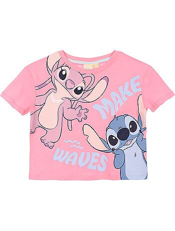 T-shirt lilo & stitch rosa menina | licença oficial