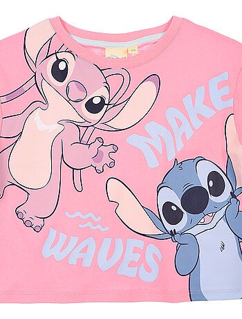 T-shirt lilo & stitch rosa menina | licença oficial