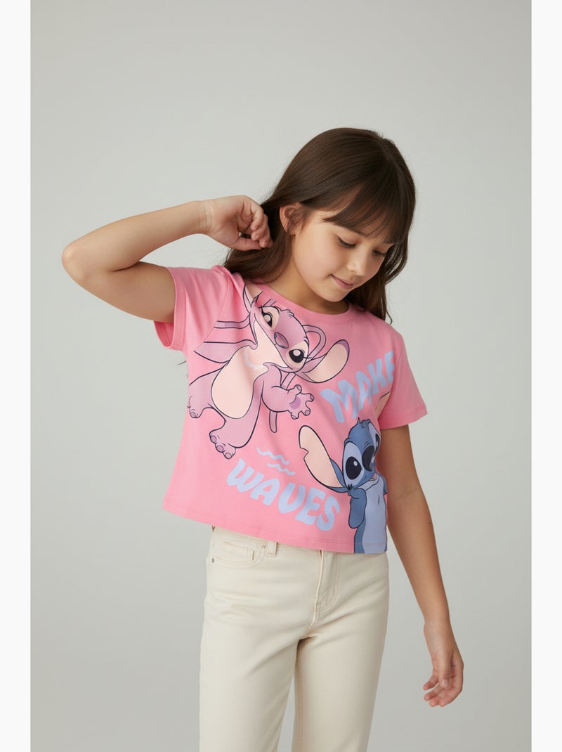 T-shirt lilo & stitch rosa menina | licença oficial Rosa - Kiabi