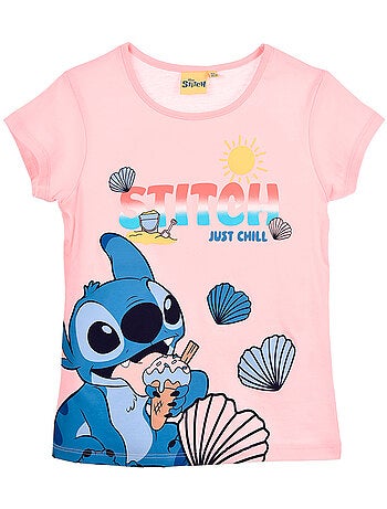 T-shirt lilo & stitch rosa menina | licença oficial