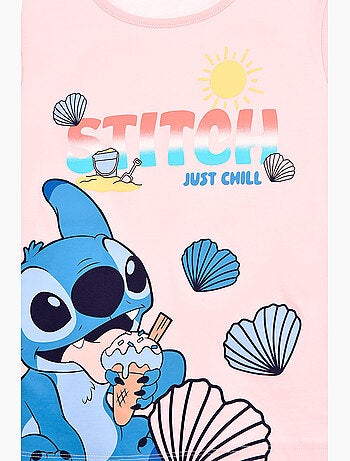 T-shirt lilo & stitch rosa menina | licença oficial